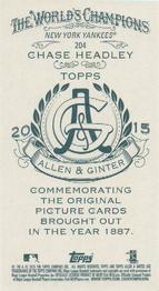 2015 Topps Allen & Ginter - Mini A & G Back #204 Chase Headley Back