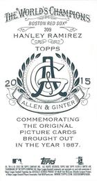 2015 Topps Allen & Ginter - Mini A & G Back #209 Hanley Ramirez Back
