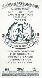 2015 Topps Allen & Ginter - Mini A & G Back #239 Zach Britton Back