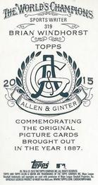 2015 Topps Allen & Ginter - Mini A & G Back #319 Brian Windhorst Back
