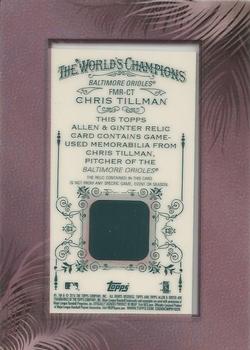 2015 Topps Allen & Ginter - Framed Mini Relics #FMR-CT Chris Tillman Back
