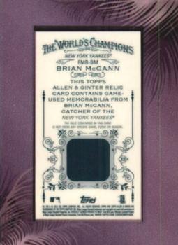 2015 Topps Allen & Ginter - Framed Mini Relics #FMR-BM Brian McCann Back