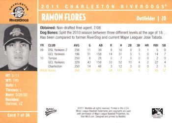 2011 MultiAd Charleston RiverDogs #7 Ramon Flores Back
