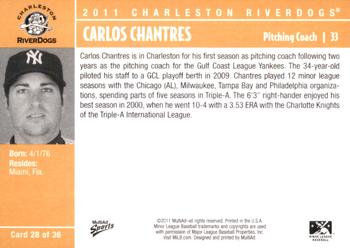 2011 MultiAd Charleston RiverDogs #28 Carlos Chantres Back