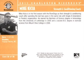 2011 MultiAd Charleston RiverDogs #30 Mike Kicia Back