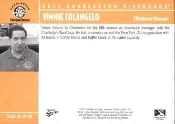 2011 MultiAd Charleston RiverDogs #32 Vinnie Colangelo Back