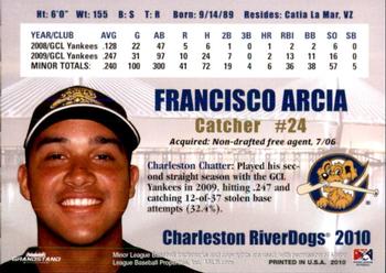 2010 Grandstand Charleston RiverDogs #NNO Francisco Arcia Back