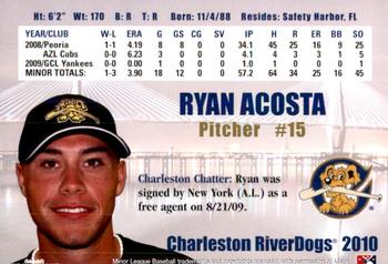 2010 Grandstand Charleston RiverDogs #NNO Ryan Acosta Back