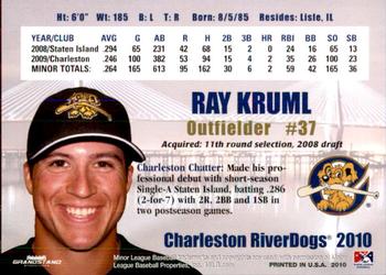 2010 Grandstand Charleston RiverDogs #NNO Ray Kruml Back