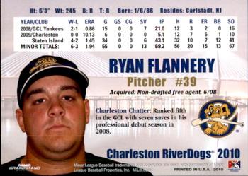 2010 Grandstand Charleston RiverDogs #NNO Ryan Flannery Back