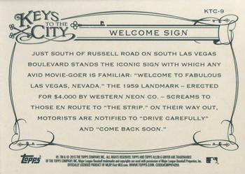 2015 Topps Allen & Ginter - Keys to the City #KTC-9 Welcome Sign Back