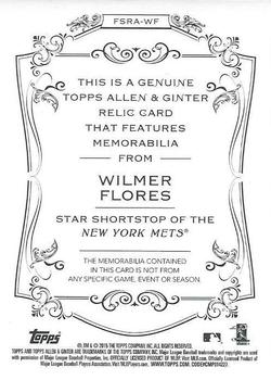 2015 Topps Allen & Ginter - Full Size Relic #FSRA-WF Wilmer Flores Back
