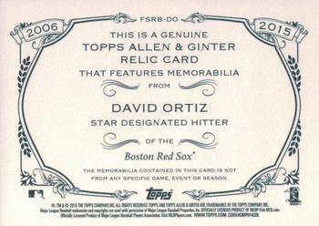 2015 Topps Allen & Ginter - Full Size Relic #FSRB-DO David Ortiz Back