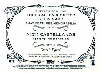 2015 Topps Allen & Ginter - Full Size Relic #FSRB-NC Nick Castellanos Back