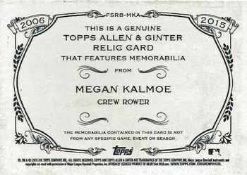 2015 Topps Allen & Ginter - Full Size Relic #FSRB-MKA Megan Kalmoe Back