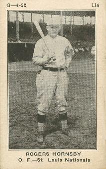 1922 W501 #114 Rogers Hornsby Front