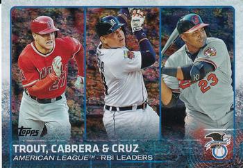 2015 Topps - Sparkle Foil #98 Mike Trout / Nelson Cruz / Miguel Cabrera Front