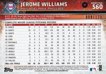 2015 Topps - Sparkle Foil #560 Jerome Williams Back