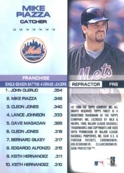 1999 Finest - Franchise Records Refractors #FR6 Mike Piazza  Back