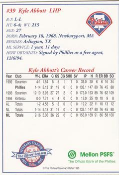1995 Mellon Bank Philadelphia Phillies #NNO Kyle Abbott Back