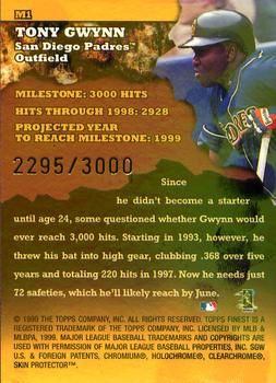 1999 Finest - Milestones #M1 Tony Gwynn Back