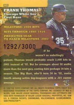 1999 Finest - Milestones #M5 Frank Thomas Back
