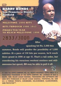 1999 Finest - Milestones #M6 Barry Bonds Back