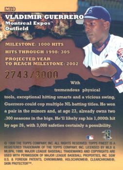 1999 Finest - Milestones #M10 Vladimir Guerrero Back
