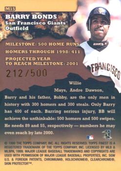 1999 Finest - Milestones #M15 Barry Bonds Back