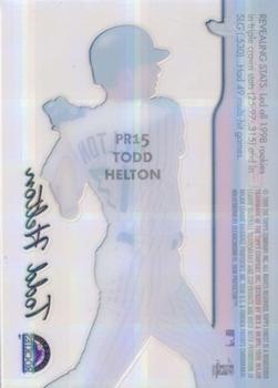 1999 Finest - Peel and Reveal Hyperplaid #PR15 Todd Helton  Back