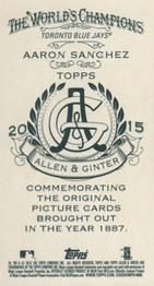 2015 Topps Allen & Ginter - Mini No Card Number #NNO Aaron Sanchez Back