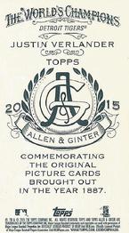 2015 Topps Allen & Ginter - Mini No Card Number #NNO Justin Verlander Back