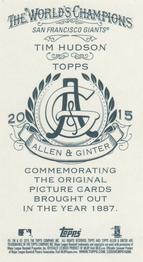 2015 Topps Allen & Ginter - Mini No Card Number #NNO Tim Hudson Back