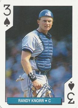 1994 Bicycle Toronto Blue Jays Playing Cards #3♠ Randy Knorr Front