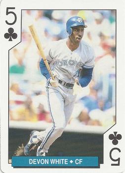 1994 Bicycle Toronto Blue Jays Playing Cards #5♣ Devon White Front