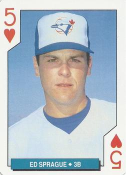 1994 Bicycle Toronto Blue Jays Playing Cards #5♥ Ed Sprague Front