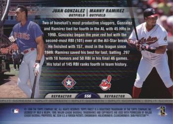 1999 Finest - Split Screen Dual Refractors #SS6 Manny Ramirez / Juan Gonzalez  Back