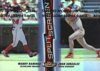 1999 Finest - Split Screen Dual Refractors #SS6 Manny Ramirez / Juan Gonzalez  Front