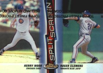 1999 Finest - Split Screen Dual Refractors #SS10 Kerry Wood / Roger Clemens  Front