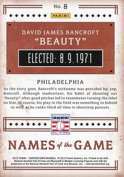 2015 Panini Cooperstown - Names of the Game #8 Dave Bancroft Back