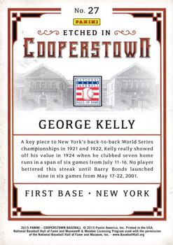2015 Panini Cooperstown - Etched in Cooperstown Silver #27 George Kelly Back