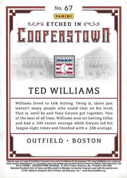 2015 Panini Cooperstown - Etched in Cooperstown Silver #67 Ted Williams Back