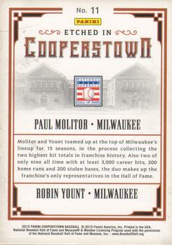 2015 Panini Cooperstown - Etched in Cooperstown Dual Silver #11 Paul Molitor / Robin Yount Back