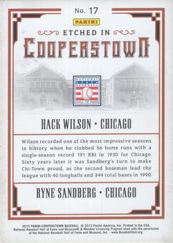 2015 Panini Cooperstown - Etched in Cooperstown Dual Silver #17 Hack Wilson / Ryne Sandberg Back