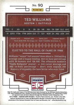 2015 Panini Cooperstown - HOF Induction #90 Ted Williams Back
