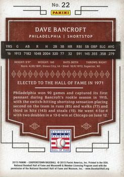 2015 Panini Cooperstown - Red #22 Dave Bancroft Back