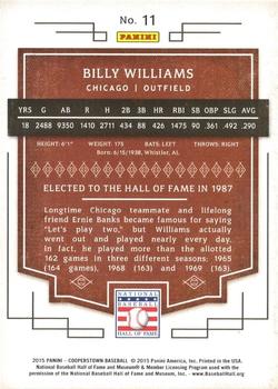 2015 Panini Cooperstown - Blue #11 Billy Williams Back