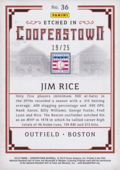2015 Panini Cooperstown - Etched in Cooperstown Silver Holo Silver #36 Jim Rice Back