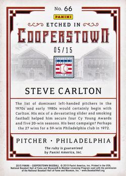 2015 Panini Cooperstown - Etched in Cooperstown Silver Gem Ruby #66 Steve Carlton Back
