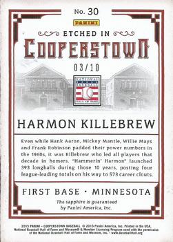 2015 Panini Cooperstown - Etched in Cooperstown Silver Gem Sapphire #30 Harmon Killebrew Back